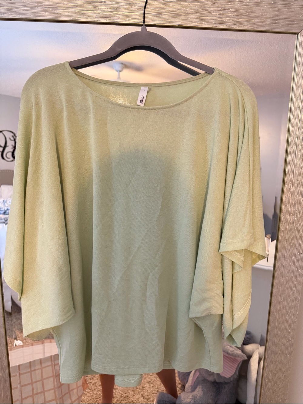glam Sage Green Flowing Dolman Sleeve Top